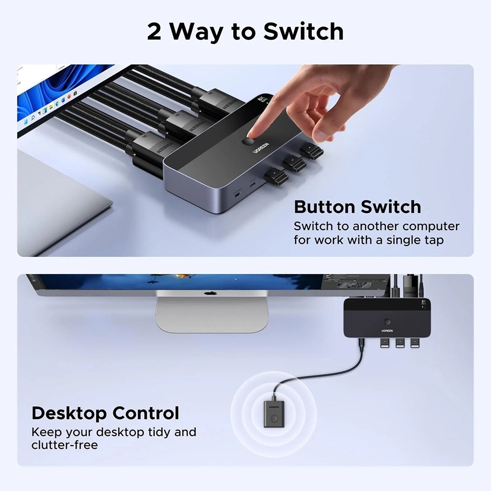 Switch Video DisplayPort UGREEN AK700 (55851), Grå
