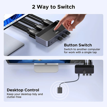 Switch Video DisplayPort UGREEN AK700 (55851), Grå