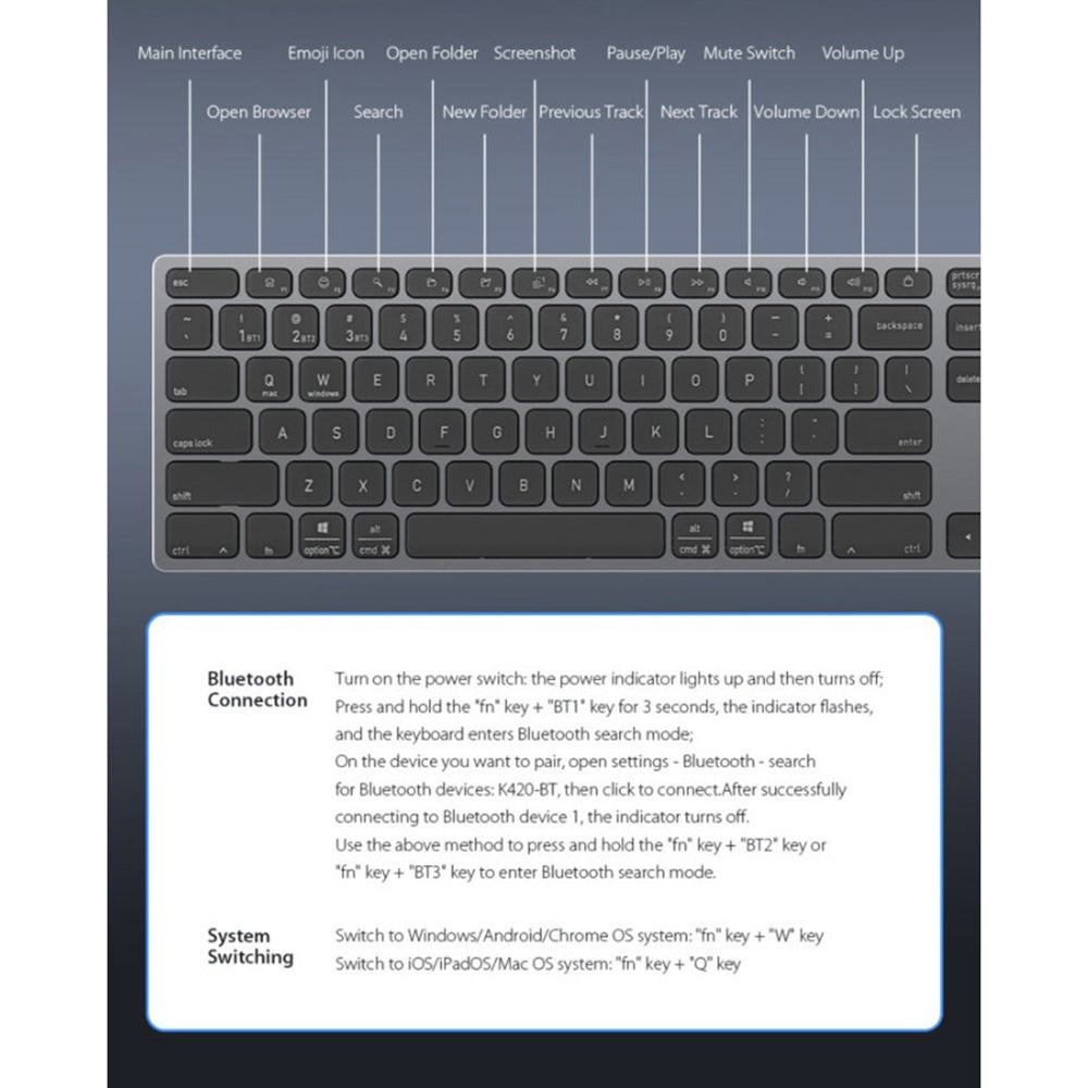 DUX DUCIS LK Bluetooth-tastatur, svart