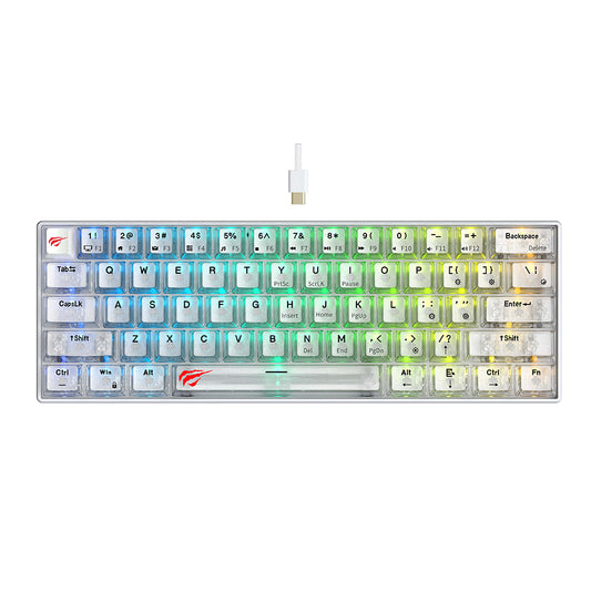 Gamingtastatur HAVIT KB903L, RGB, 1.8m, Hvit Gjennomsiktig