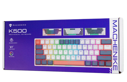 Gaming-tastatur Kablet USB Machenike K500-B61 Mekanisk, RGB, Blå Hvit