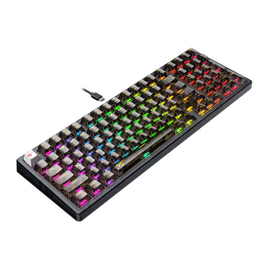 Gamingtastatur Wired USB HAVIT KB875L, RGB, 1.8m, Svart Transparent