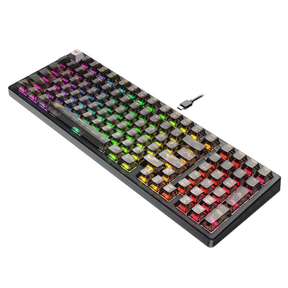 Gamingtastatur Wired USB HAVIT KB875L, RGB, 1.8m, Svart Transparent