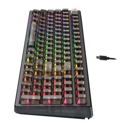 Gamingtastatur Wired USB HAVIT KB875L, RGB, 1.8m, Svart Transparent