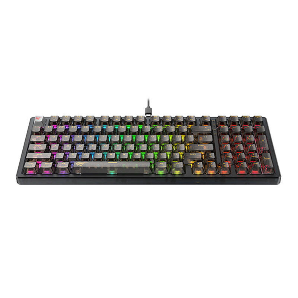 Gamingtastatur Wired USB HAVIT KB875L, RGB, 1.8m, Svart Transparent