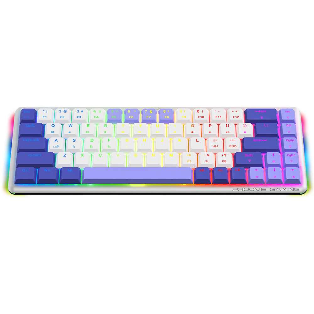 Trådløst Gaming Tastatur Proove AFK, RGB, BT / Wi-Fi / Kablet, 1.5m, Hvit WKAFKEN22002