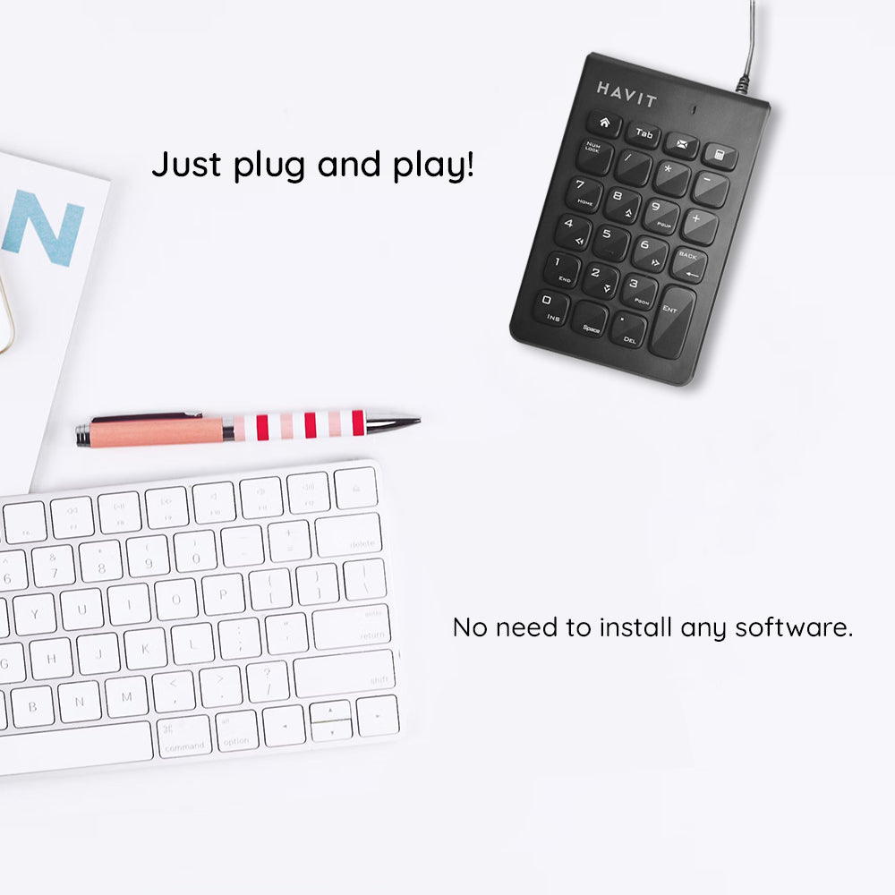 Numerisk Tastatur Wired USB HAVIT KB223, 1.5m, Svart