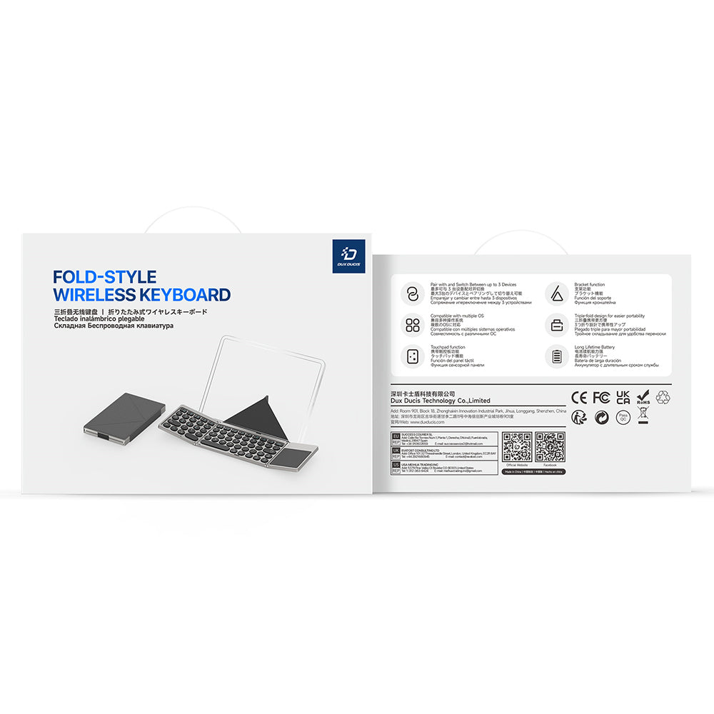 Bluetooth-sammenleggbar tastatur DUX DUCIS, svart