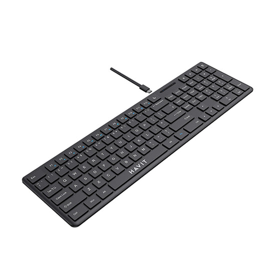 Tastatur Wired USB HAVIT KB252, USB-C, 1.5m, Svart