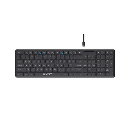 Tastatur Wired USB HAVIT KB252, USB-C, 1.5m, Svart