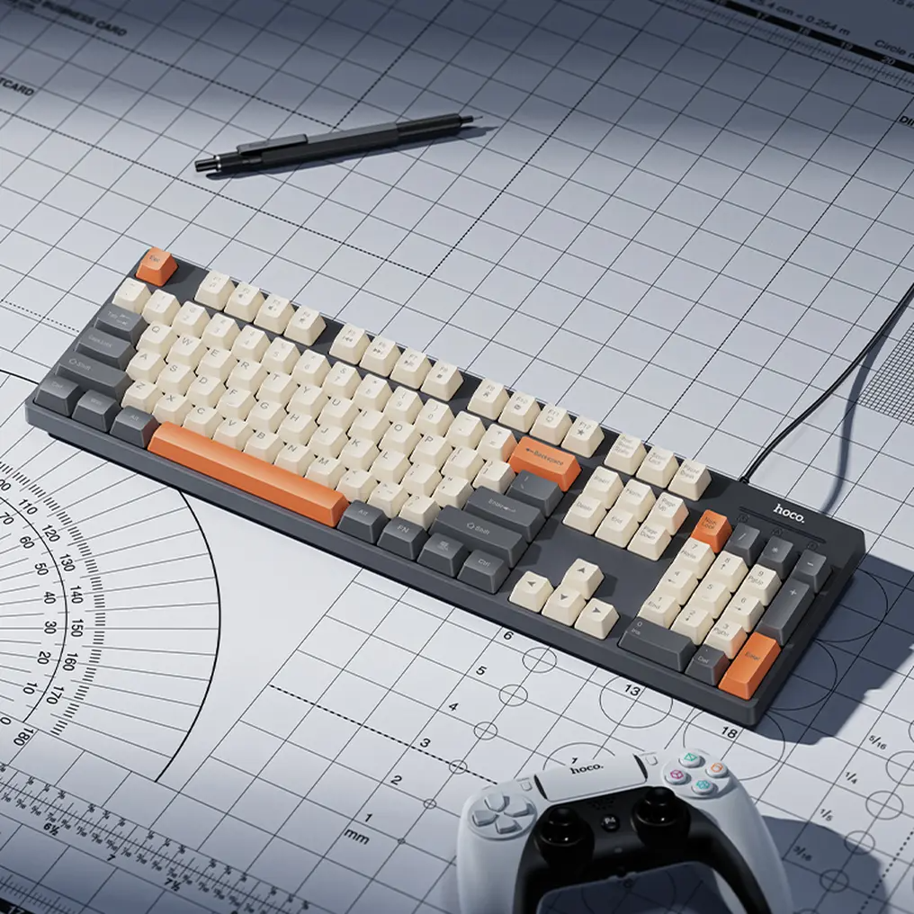 Kablet USB-tastatur HOCO GM61 Tri-Color, 1,45 m, Grå