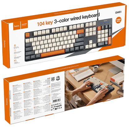 Kablet USB-tastatur HOCO GM61 Tri-Color, 1,45 m, Grå