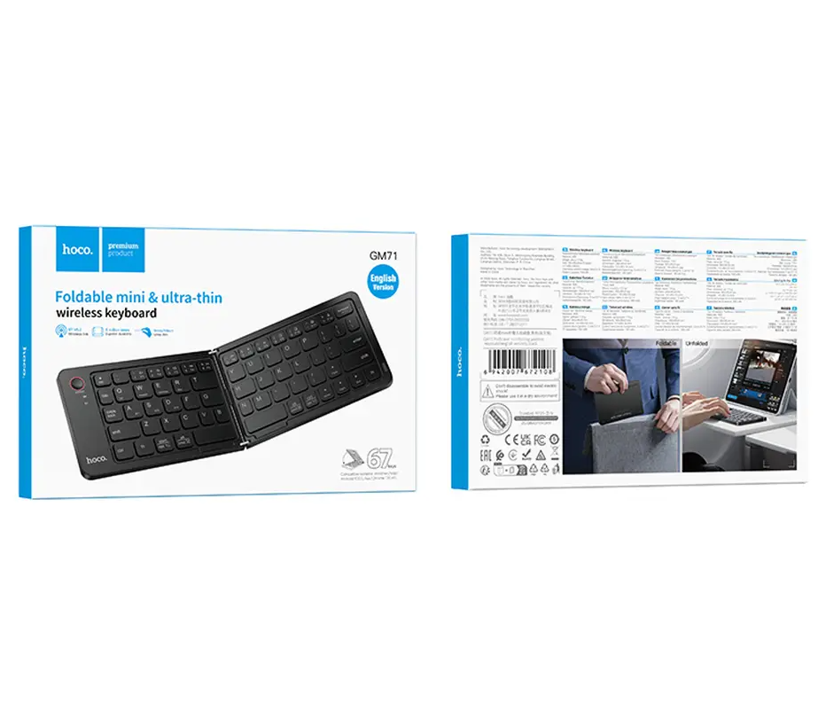 HOCO GM71 Foldbar Bluetooth-tastatur, svart