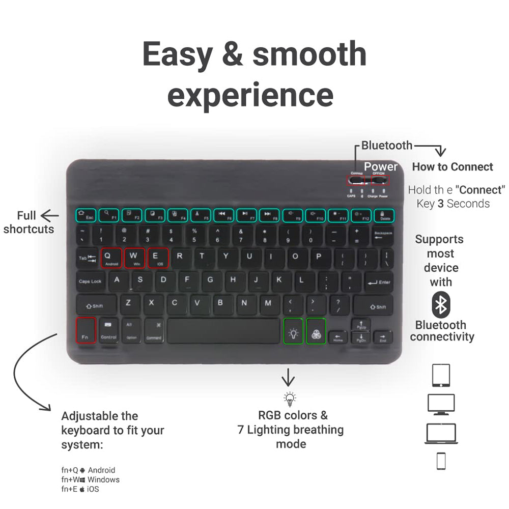 Trådløst tastatur Techsuit WK1, RGB, Svart