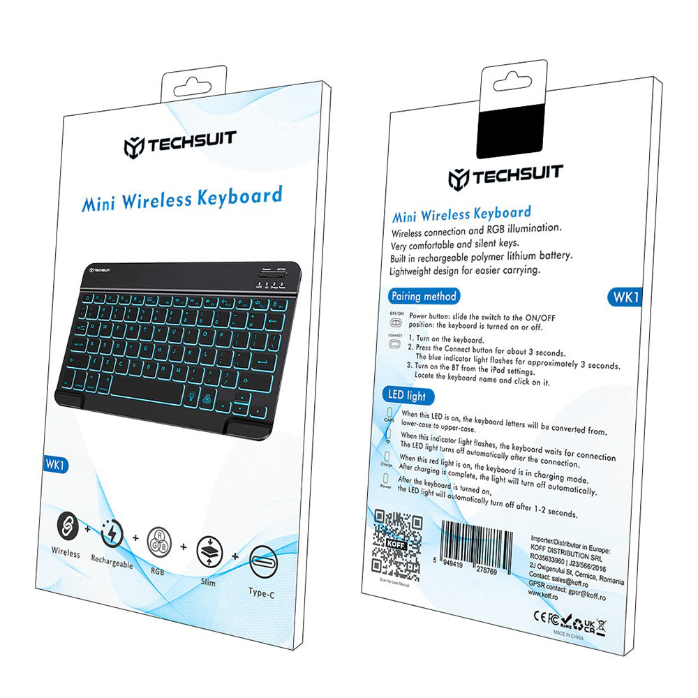 Trådløst tastatur Techsuit WK1, RGB, Svart