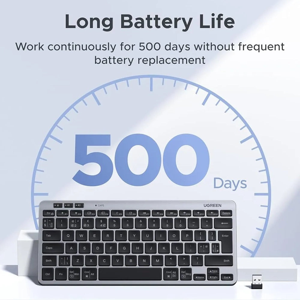 UGREEN 75049 trådløst tastatur, BT / Wi-Fi, Svart