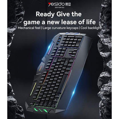 Trådløst tastatur Yesido KB21, RGB, 1.5m, Svart