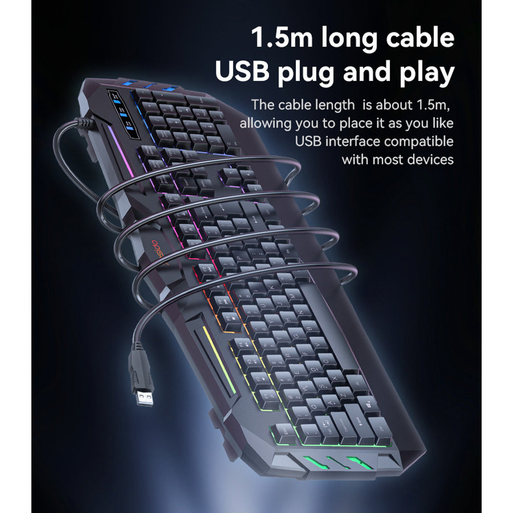 Trådløst tastatur Yesido KB21, RGB, 1.5m, Svart