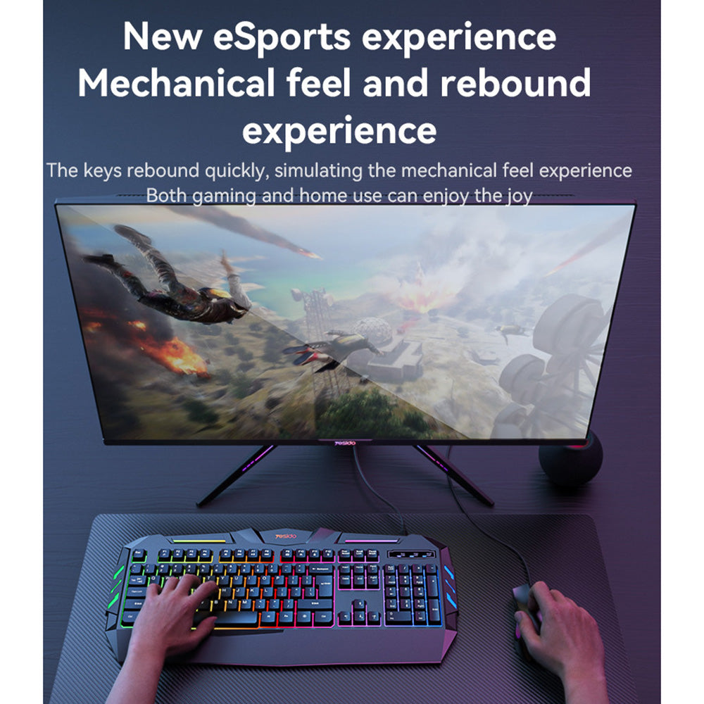 Trådløst tastatur Yesido KB21, RGB, 1.5m, Svart