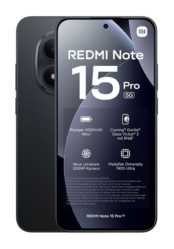 Mobiltelefon Xiaomi Redmi Note 15 Pro 5G, 512GB, 8GB, Svart