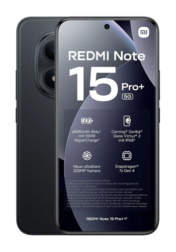Mobiltelefon Xiaomi Redmi Note 15 Pro+ 5G, 512GB, 12GB, Svart MZB0LW2EU