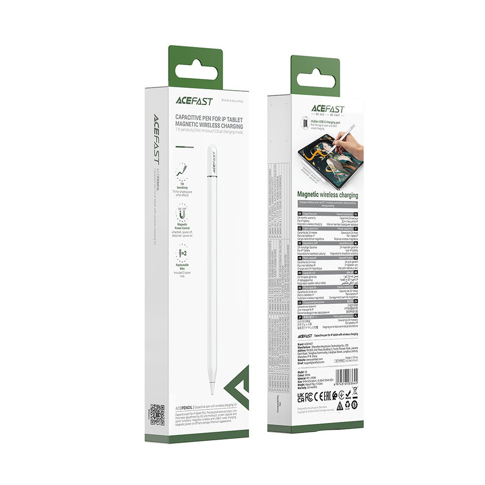 Touch Pen Acefast V3 for iPad, Aktiv Versjon, Hvit