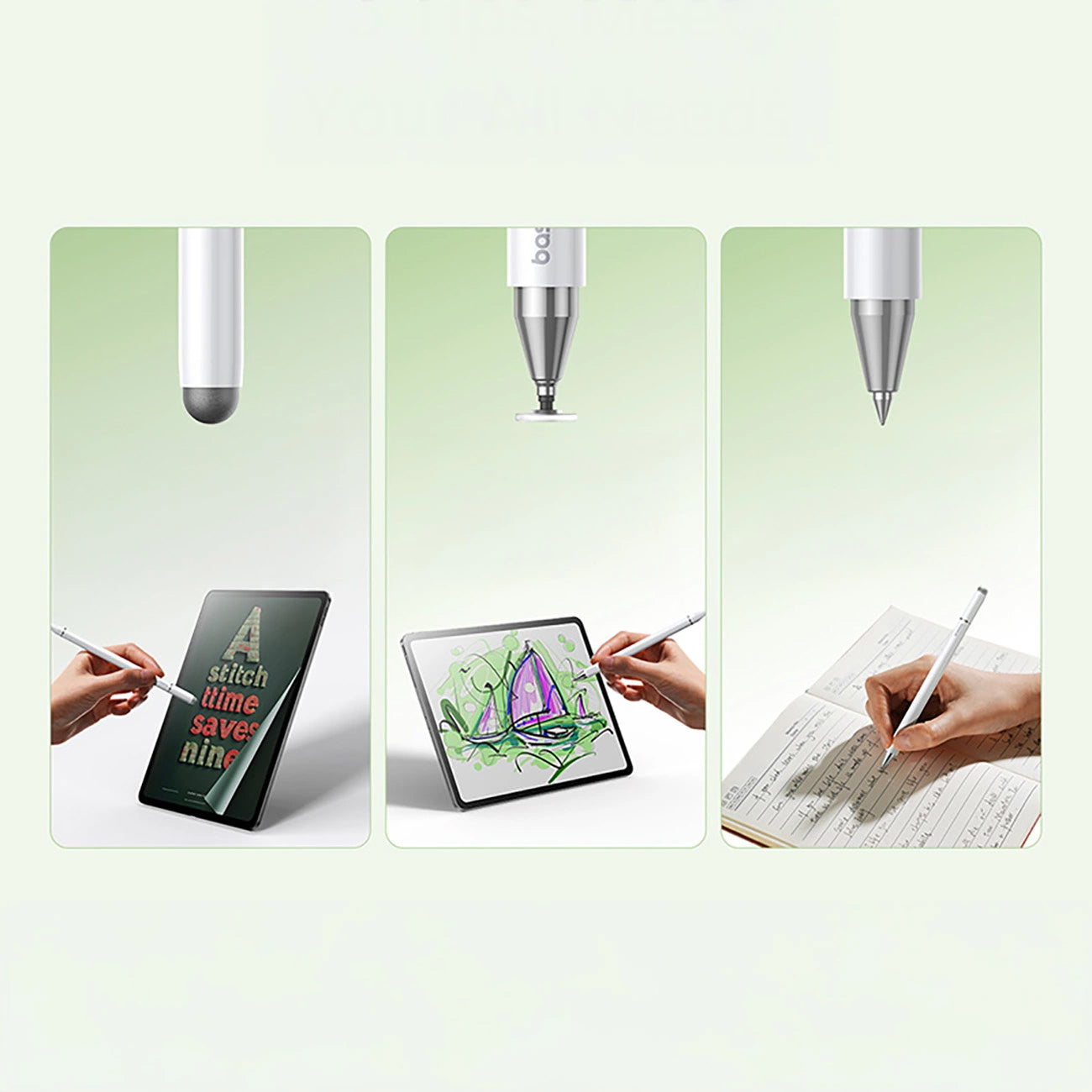 Touch Pen Baseus Smooth Writing 3 Magnetic 3in1 Series, Passiv Versjon, Hvit P80080804213-00