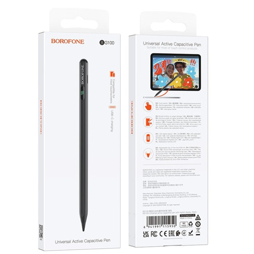 Touch Pen Borofone BG100 for Apple iPad-serien, Aktiv versjon, Svart