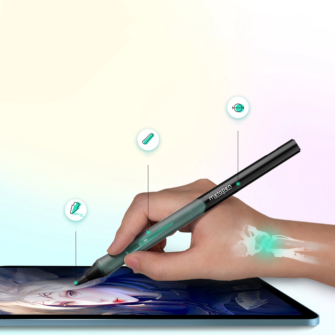 Touch Pen Metapen D1 for Apple iPad, Aktiv versjon, svart ME-APP452