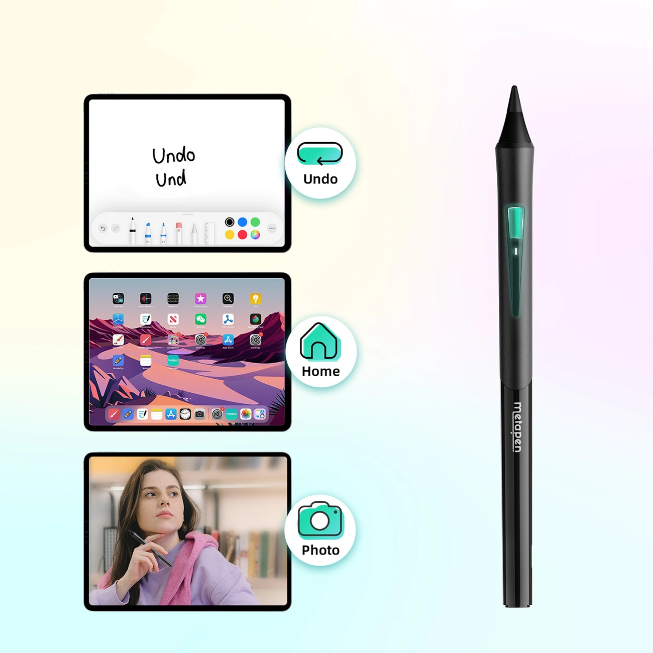 Touch Pen Metapen D1 for Apple iPad, Aktiv versjon, svart ME-APP452
