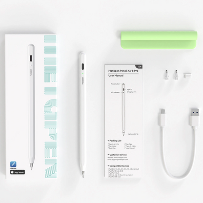 Touch Pen Metapen Air8 Pro for Apple iPad, Aktiv versjon, hvit ME-APP172