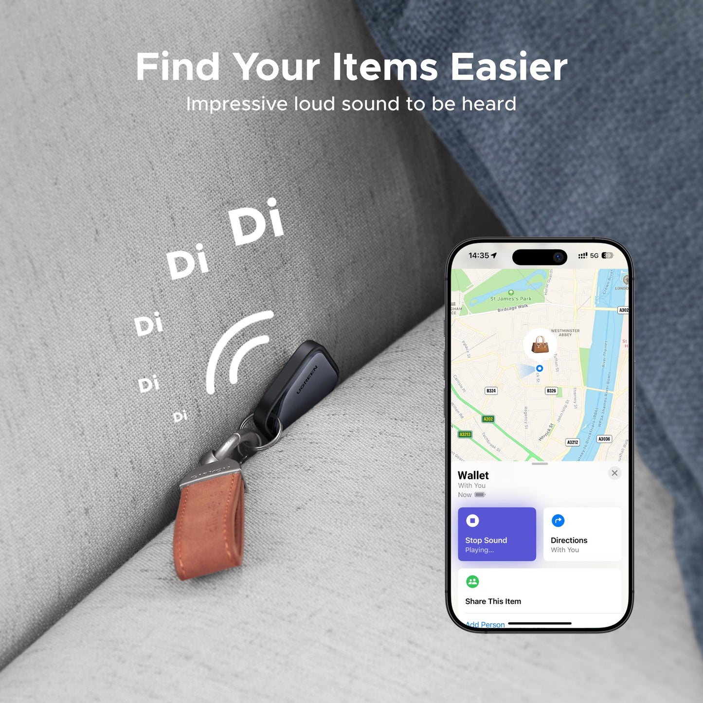 UGREEN SmartTag Pro Smart CM916 (75646P), Svart