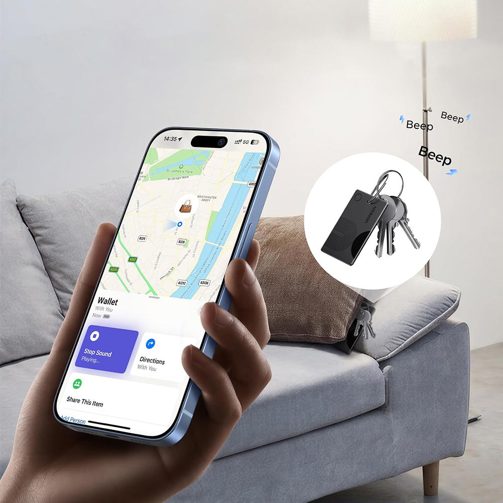 UGREEN SmartTag Smart Finder Slim 2 CM920 (75120A) for iOS-serien, sett med 2 stk, svart
