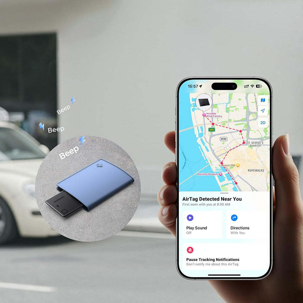 UGREEN SmartTag Smart Finder Slim 2 CM920 (75120A) for iOS-serien, sett med 2 stk, svart