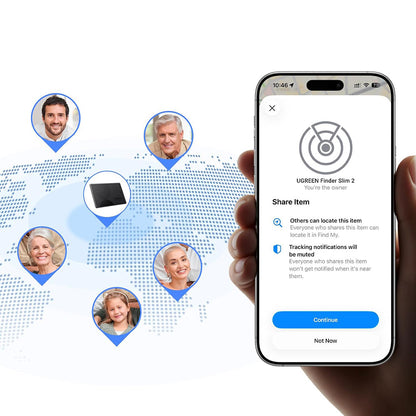 UGREEN SmartTag Smart Finder Slim 2 CM920 (75120A) for iOS-serien, sett med 2 stk, svart