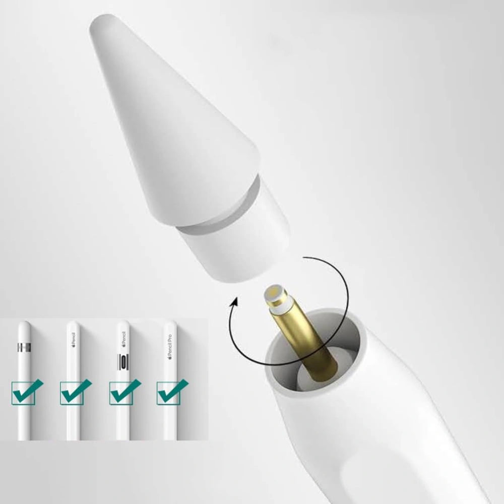 Tech-Protect Touch Pen-spiss for Apple Pencil-serien, sett med 4 stk, hvit