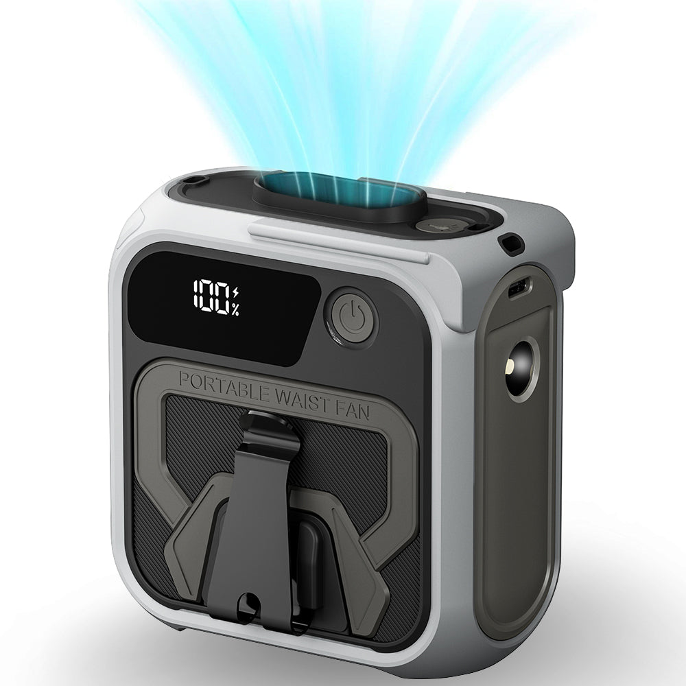 Bærbar Vifte Techsuit Z13 med ekstern batteri 10000mAh, Grå