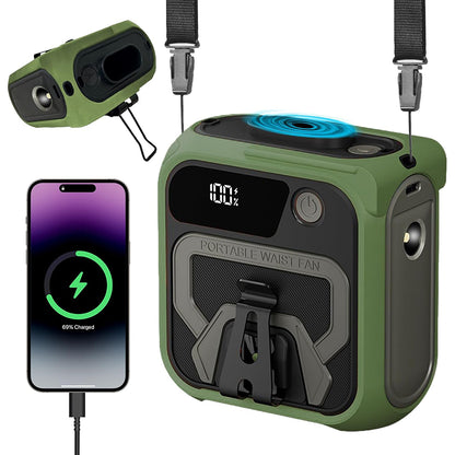 Bærbar Vifte Techsuit Z13 med ekstern batteri 10000mAh, Grønn