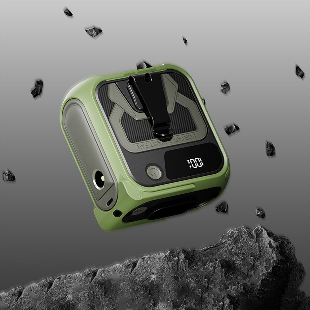 Bærbar Vifte Techsuit Z13 med ekstern batteri 10000mAh, Grønn