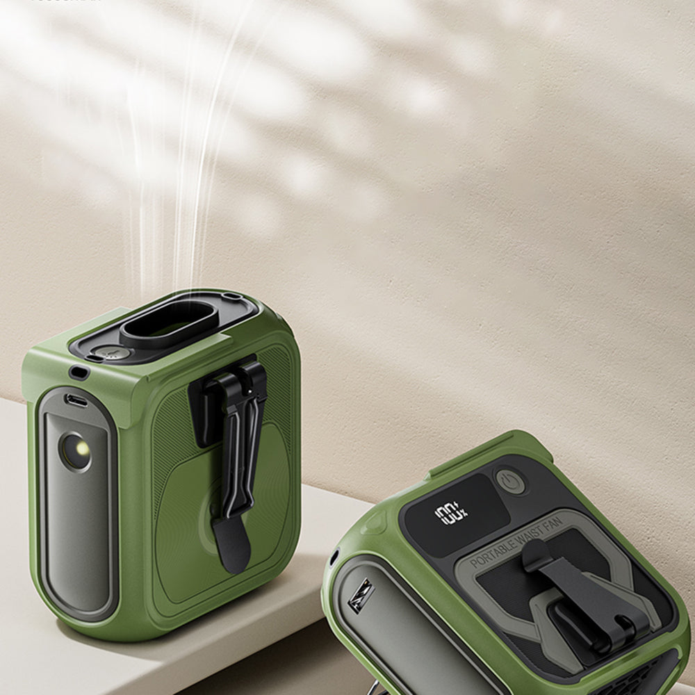 Bærbar Vifte Techsuit Z13 med ekstern batteri 10000mAh, Grønn