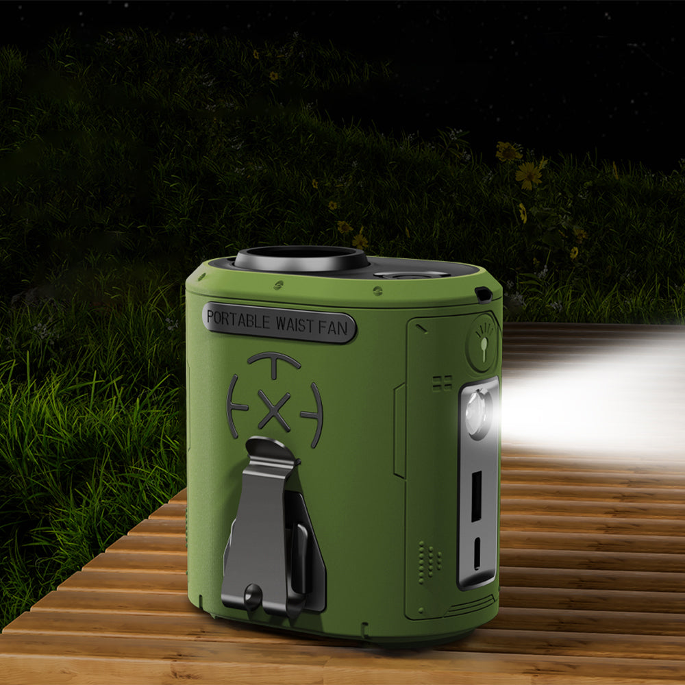 Bærbar Vifte Techsuit Z14 med ekstern batteri 5000mAh, Grønn