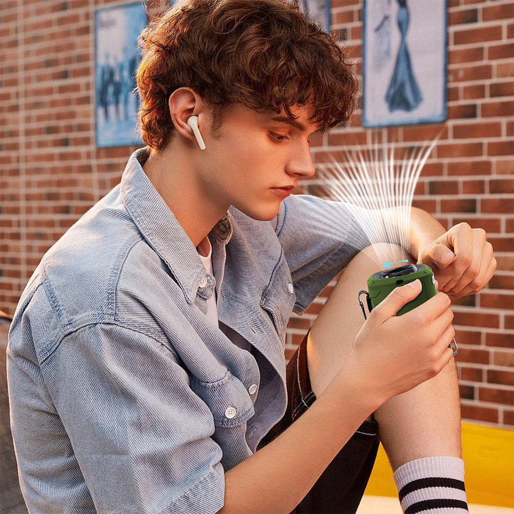 Bærbar Vifte Techsuit Z14 med ekstern batteri 5000mAh, Grønn