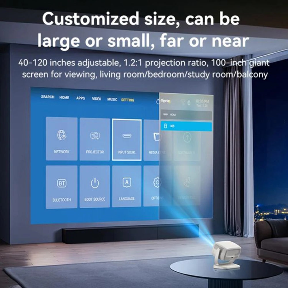 Videoprojektor Yesido TV13, 720P, 190ANSI, Android 9.0, Hvit